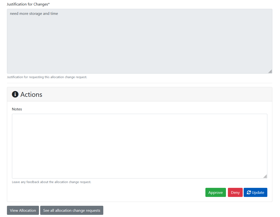 Allocation Change Request Management Options