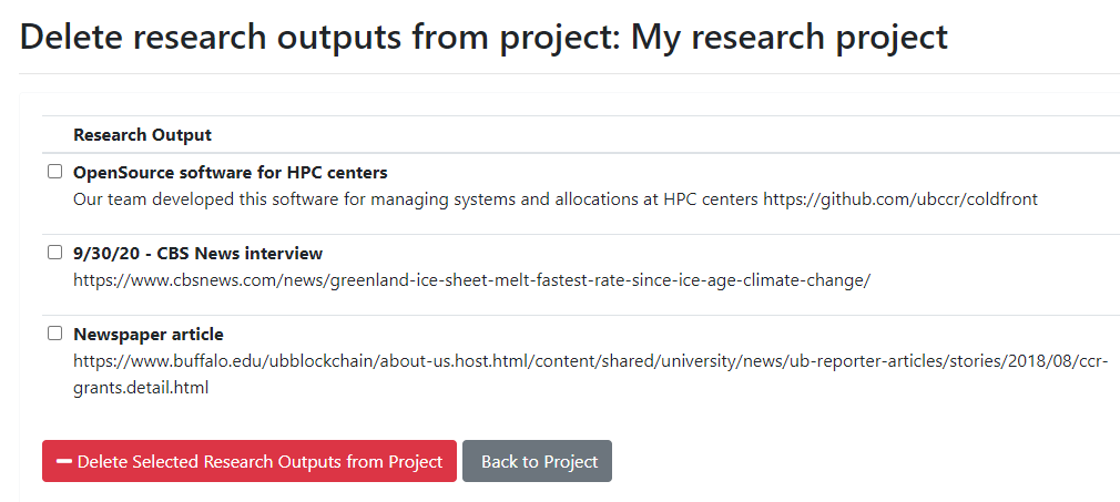 Delete Research Output
