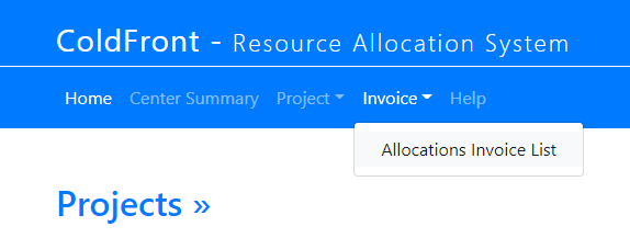 Invoice Menu