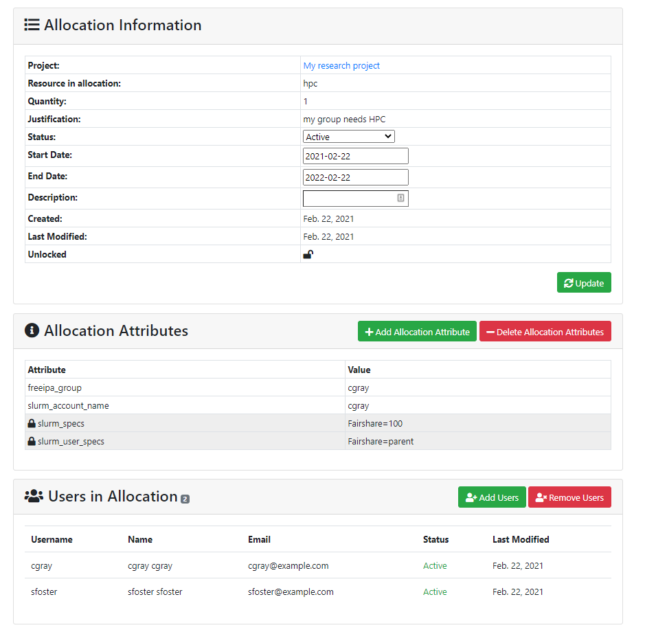 Admin Allocation View