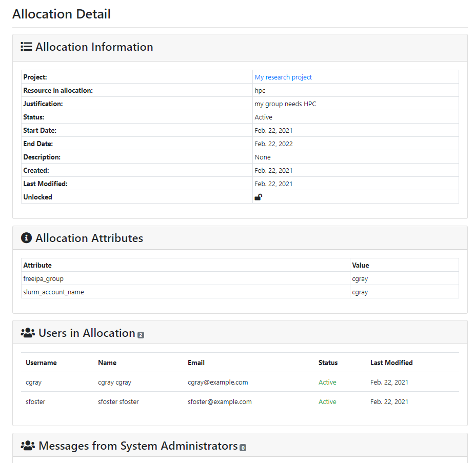 User Read-Only Allocation View