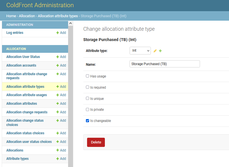 Allocation Attribute Change