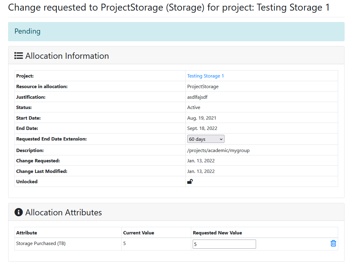 Allocation Change Request Management