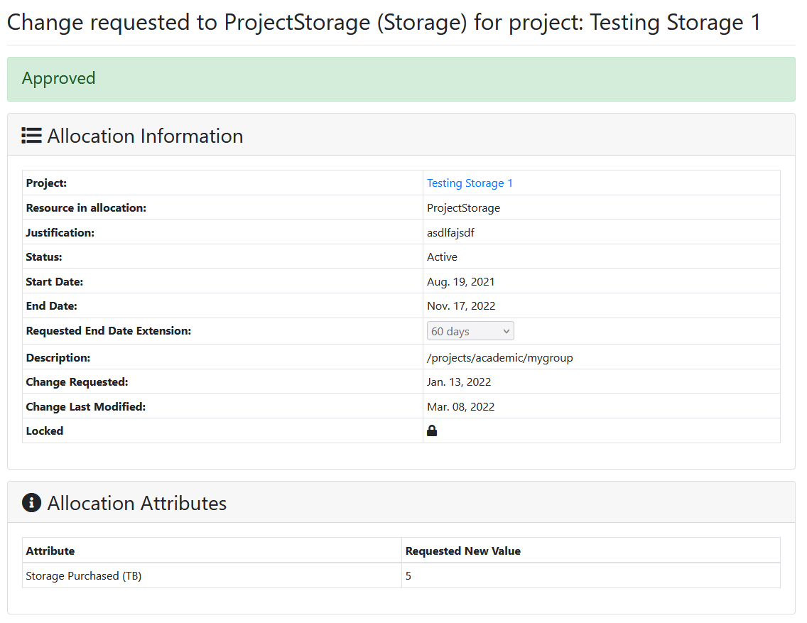 Allocation Change Request Detail