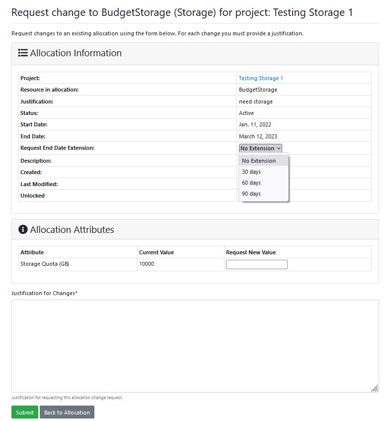 Allocation Change Requests