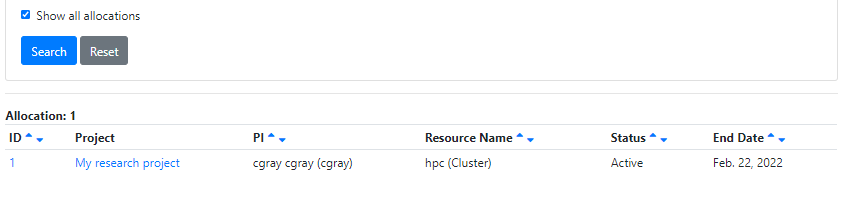Allocation Search