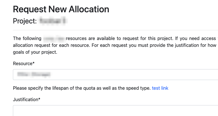 Allocation Create Form Customize Project Description